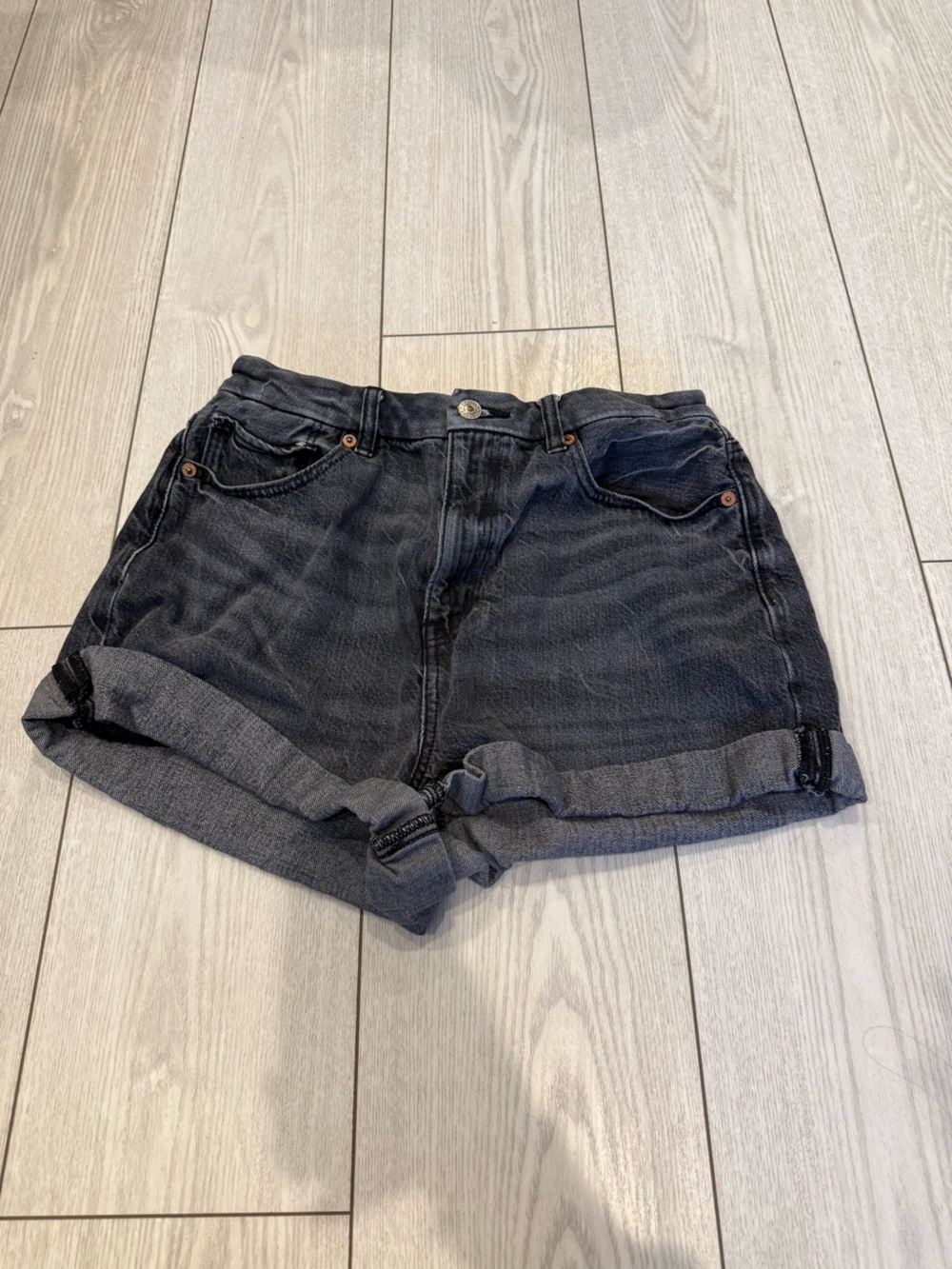 American Eagle 6 curvy mom short black gray summer cotton casual denim jean